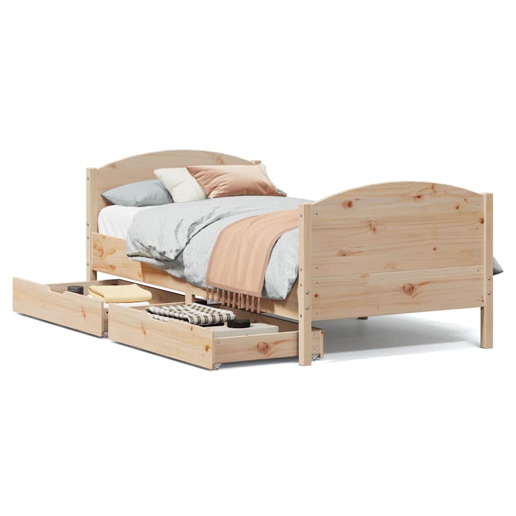 sengeramme uden madras 90x190 cm massivt fyrretræ