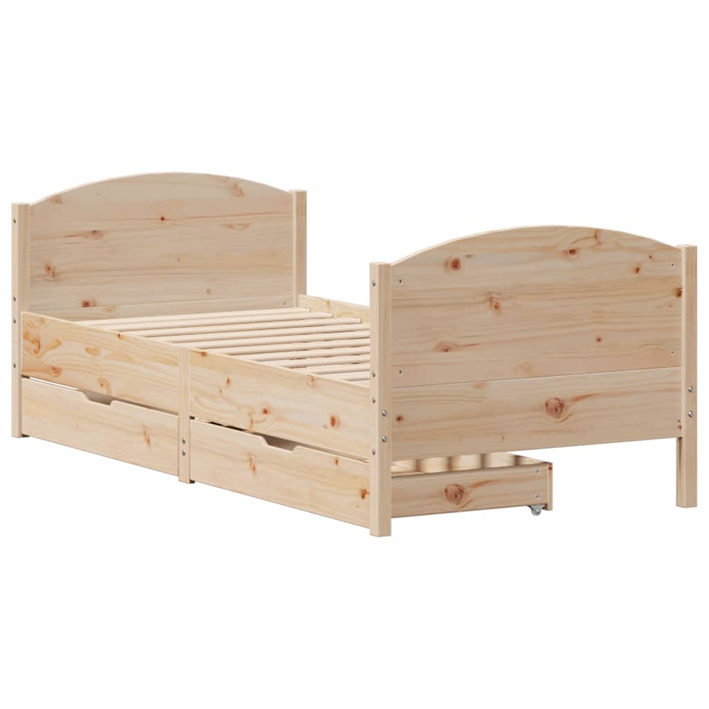 sengeramme uden madras 90x190 cm massivt fyrretræ
