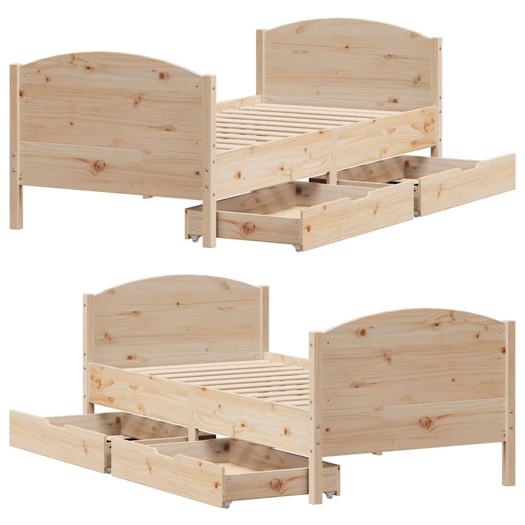 sengeramme uden madras 90x190 cm massivt fyrretræ