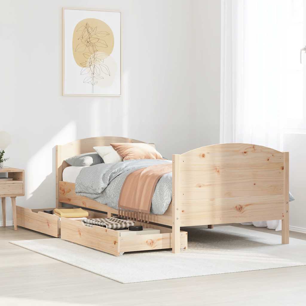 sengeramme uden madras 90x190 cm massivt fyrretræ