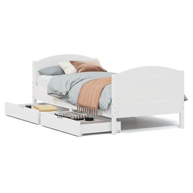 sengeramme uden madras 90x190 cm massivt fyrretræ hvid