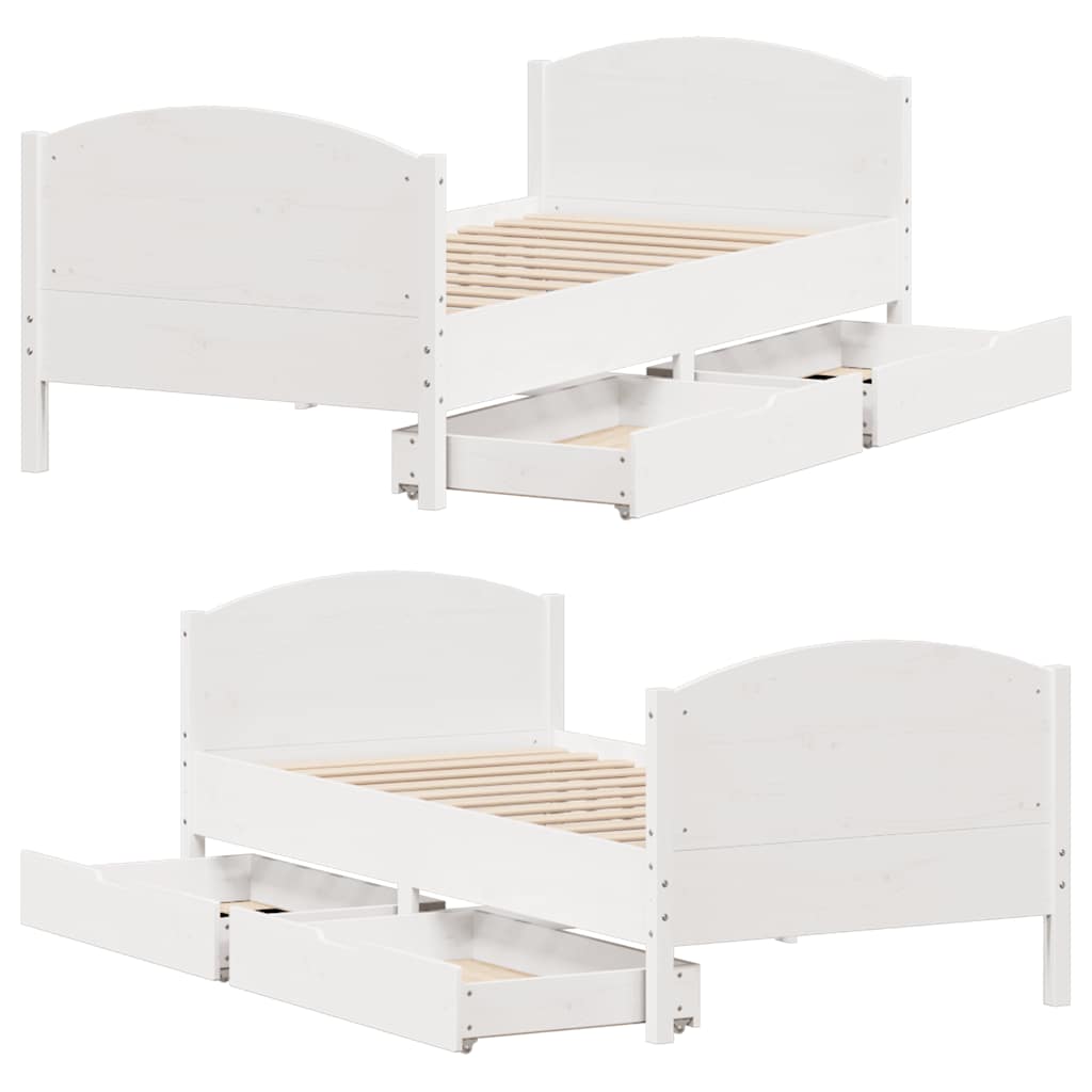 sengeramme uden madras 90x190 cm massivt fyrretræ hvid