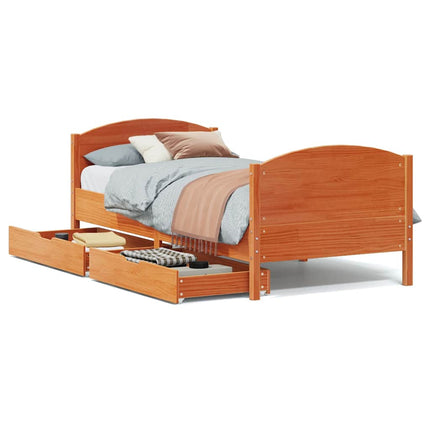 sengeramme uden madras 90x190 cm massivt fyrretræ gyldenbrun