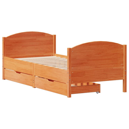 sengeramme uden madras 90x190 cm massivt fyrretræ gyldenbrun