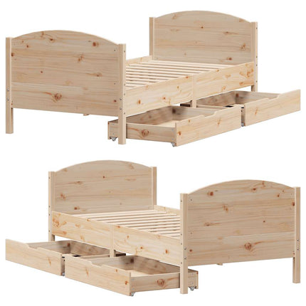 sengeramme uden madras 75x190 cm massivt fyrretræ
