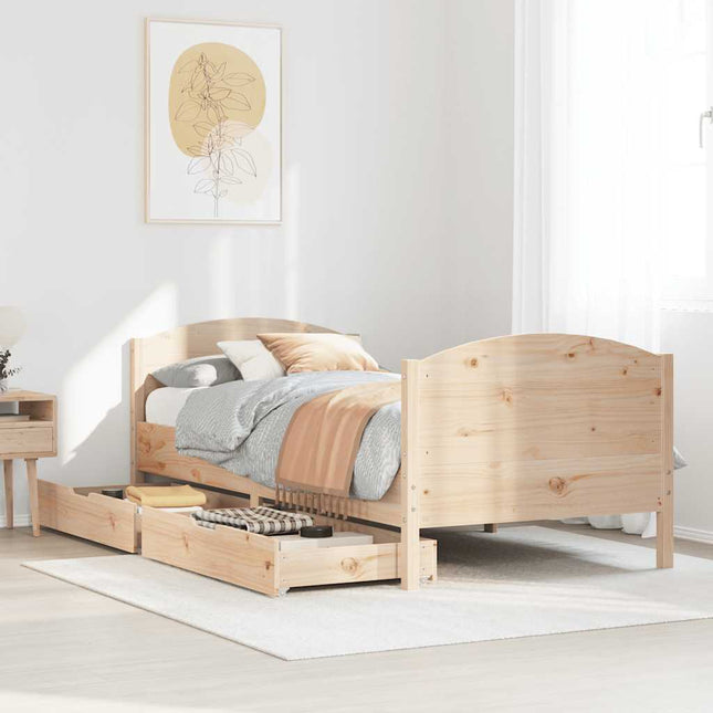 sengeramme uden madras 75x190 cm massivt fyrretræ