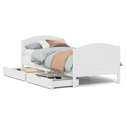sengeramme uden madras 75x190 cm massivt fyrretræ hvid