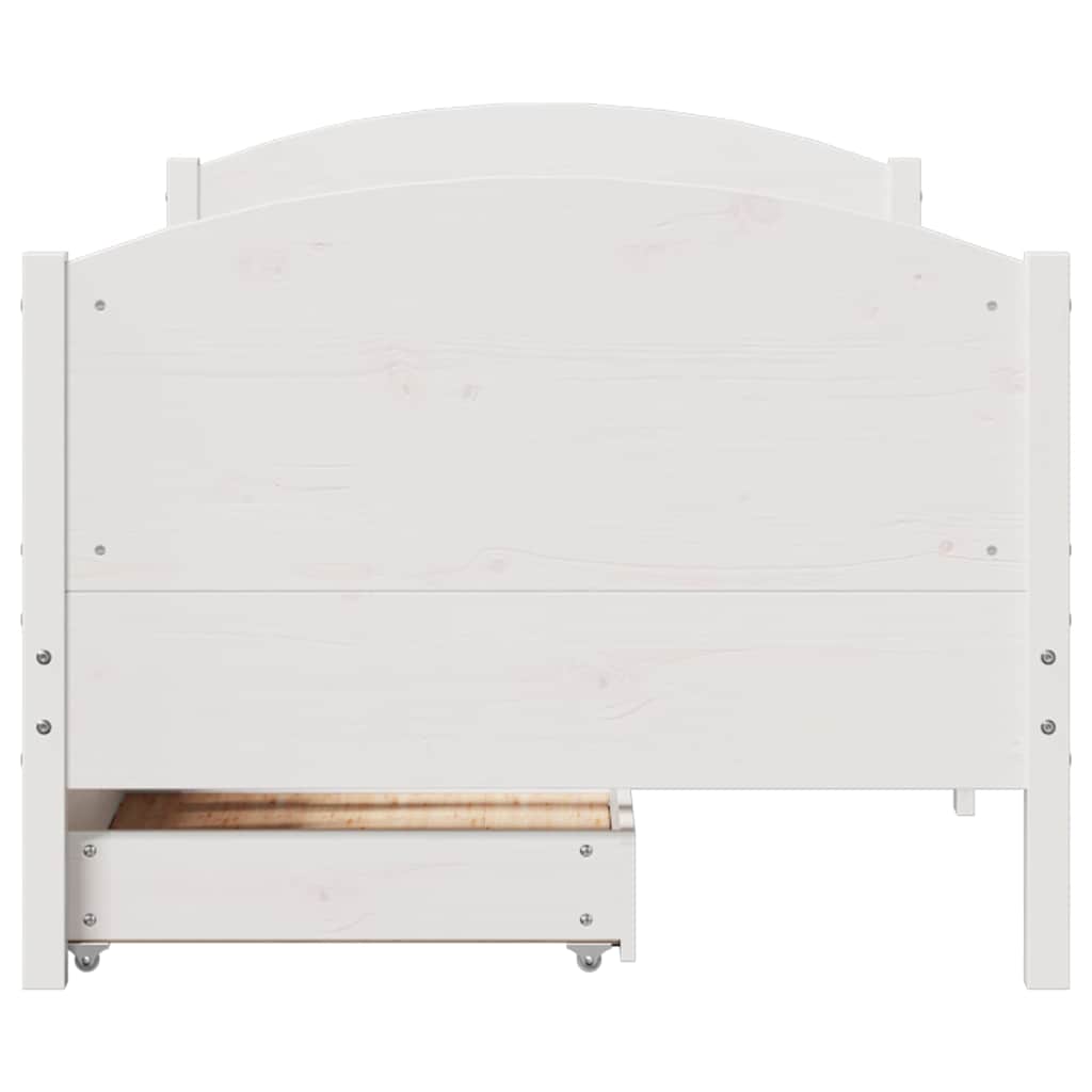 sengeramme uden madras 75x190 cm massivt fyrretræ hvid