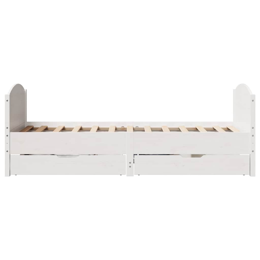 sengeramme uden madras 75x190 cm massivt fyrretræ hvid