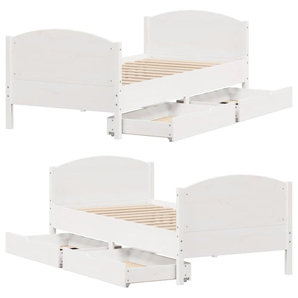 sengeramme uden madras 75x190 cm massivt fyrretræ hvid