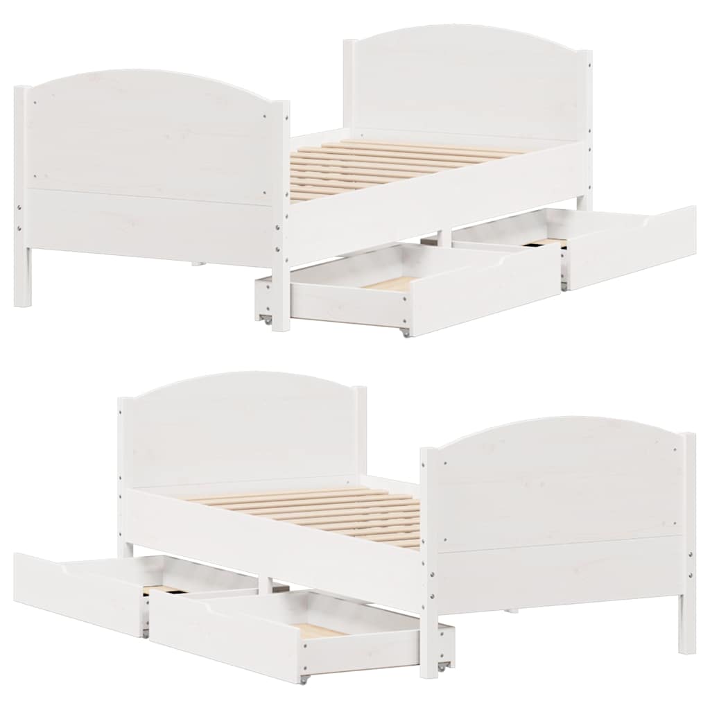 sengeramme uden madras 75x190 cm massivt fyrretræ hvid