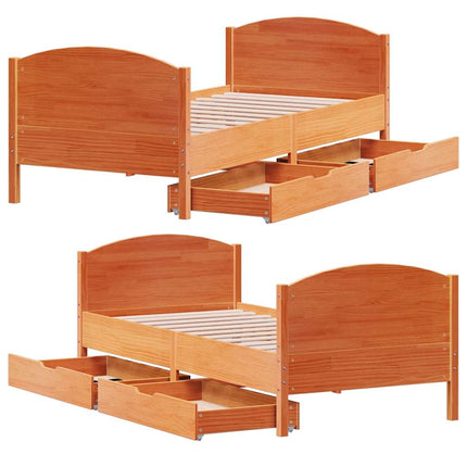 sengeramme uden madras 75x190 cm massivt fyrretræ gyldenbrun