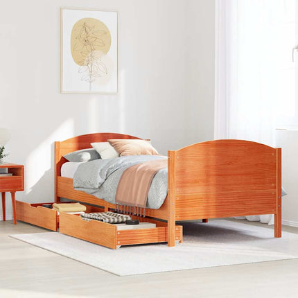 sengeramme uden madras 75x190 cm massivt fyrretræ gyldenbrun