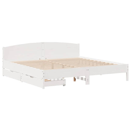 sengeramme uden madras 200x200 cm massivt fyrretræ hvid