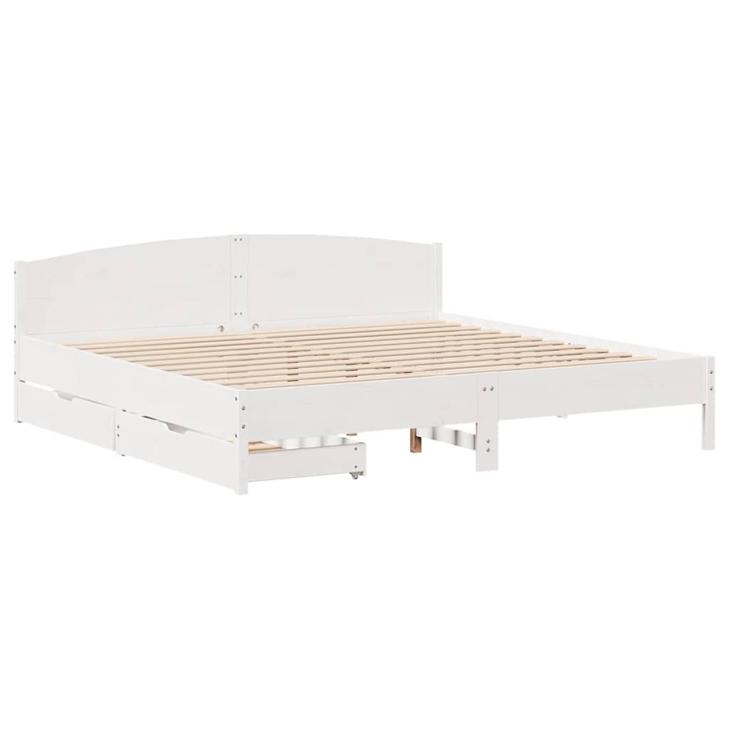sengeramme uden madras 200x200 cm massivt fyrretræ hvid