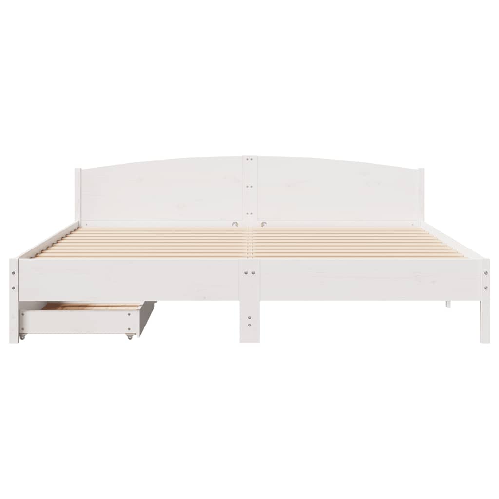 sengeramme uden madras 200x200 cm massivt fyrretræ hvid