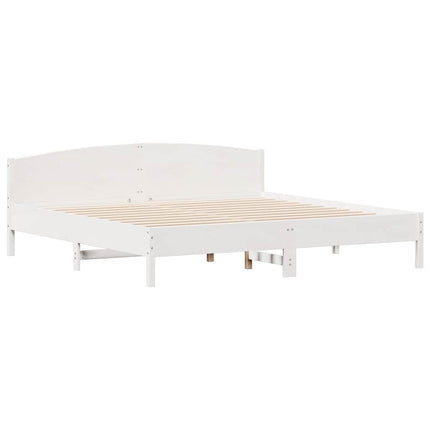 sengeramme uden madras 200x200 cm massivt fyrretræ hvid