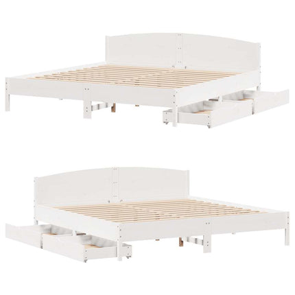 sengeramme uden madras 200x200 cm massivt fyrretræ hvid