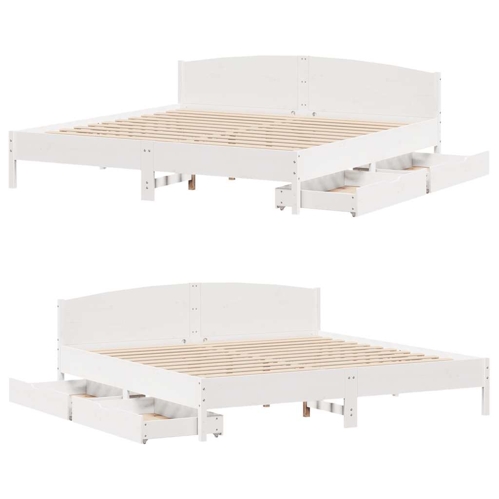 sengeramme uden madras 200x200 cm massivt fyrretræ hvid