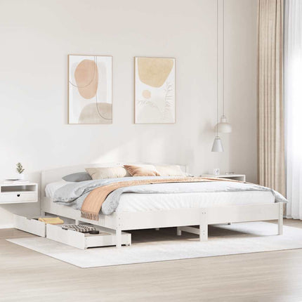 sengeramme uden madras 200x200 cm massivt fyrretræ hvid