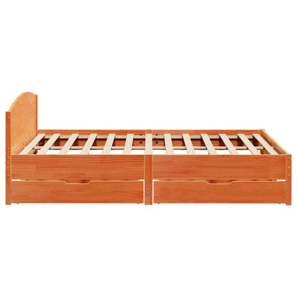 sengeramme uden madras 200x200 cm massivt fyrretræ gyldenbrun