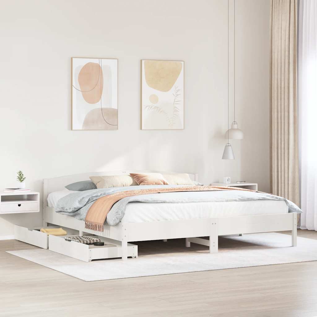 sengeramme uden madras 180x200 cm massivt fyrretræ hvid