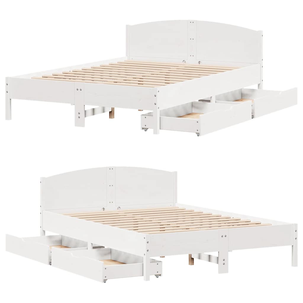 sengeramme uden madras 160x200 cm massivt fyrretræ hvid