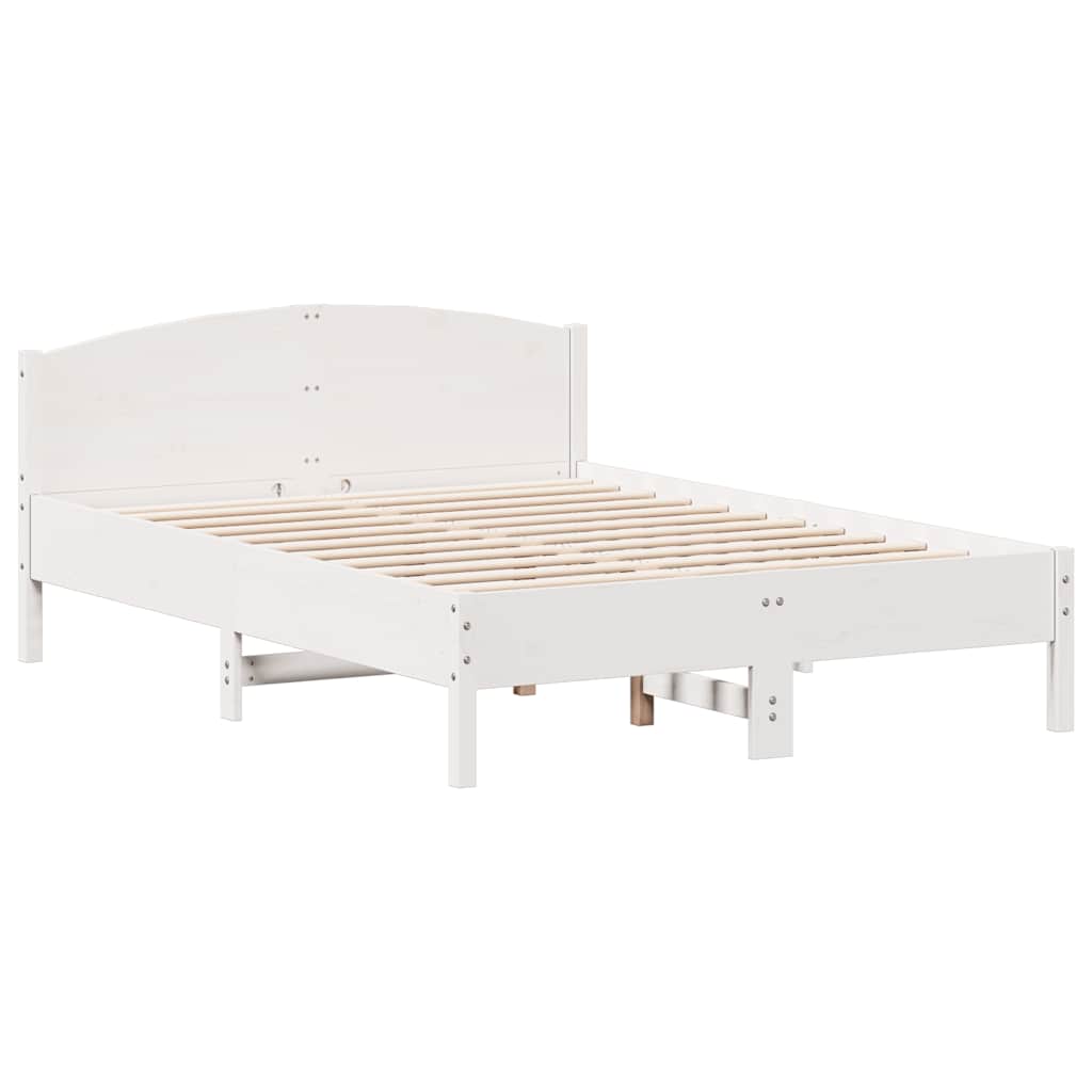 sengeramme uden madras 150x200 cm massivt fyrretræ hvid