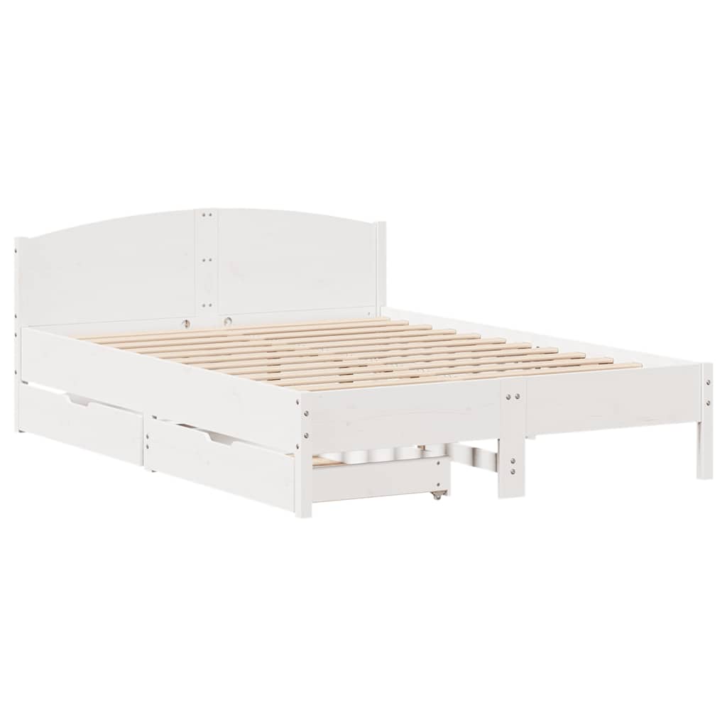 sengeramme uden madras 140x200 cm massivt fyrretræ hvid