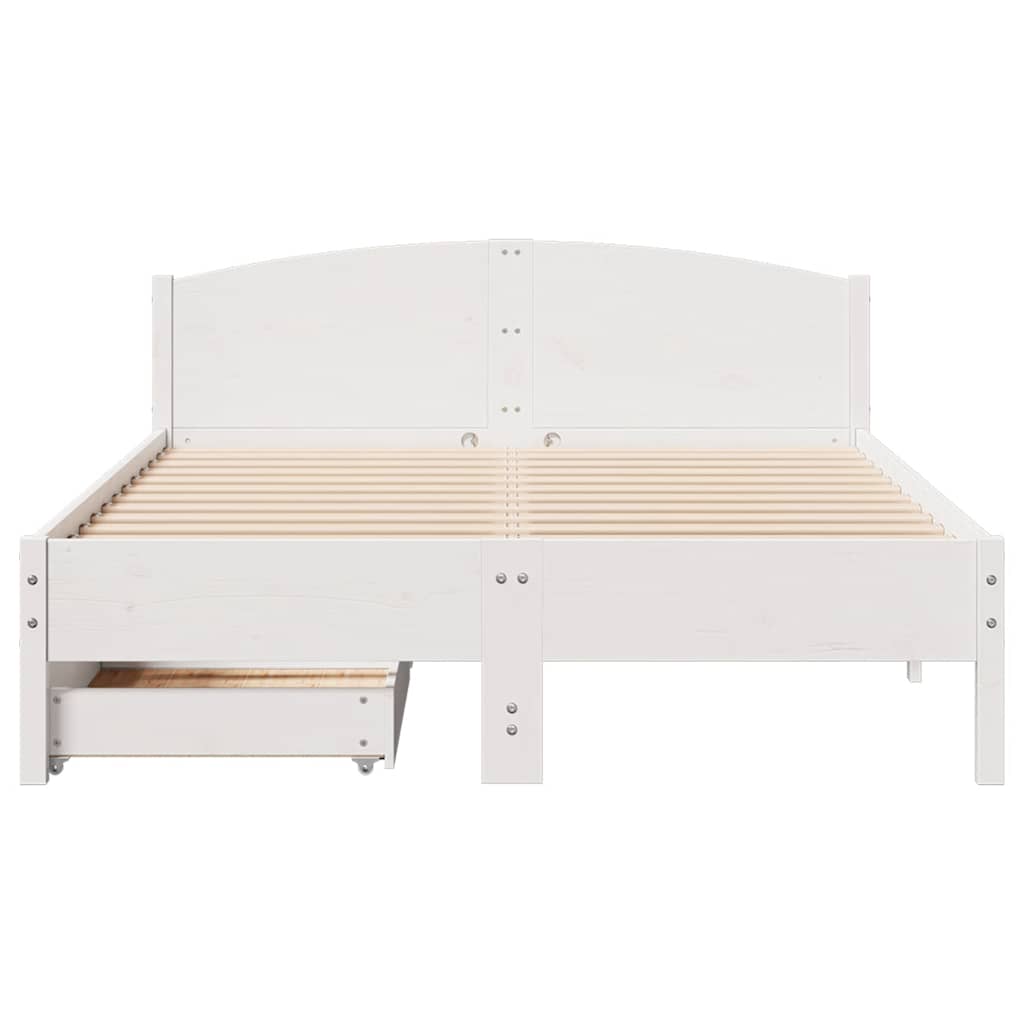 sengeramme uden madras 140x200 cm massivt fyrretræ hvid
