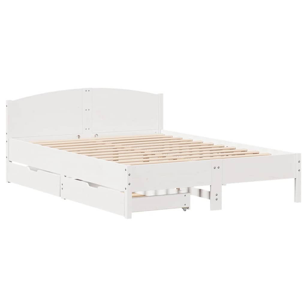 sengeramme uden madras 120x200 cm massivt fyrretræ hvid