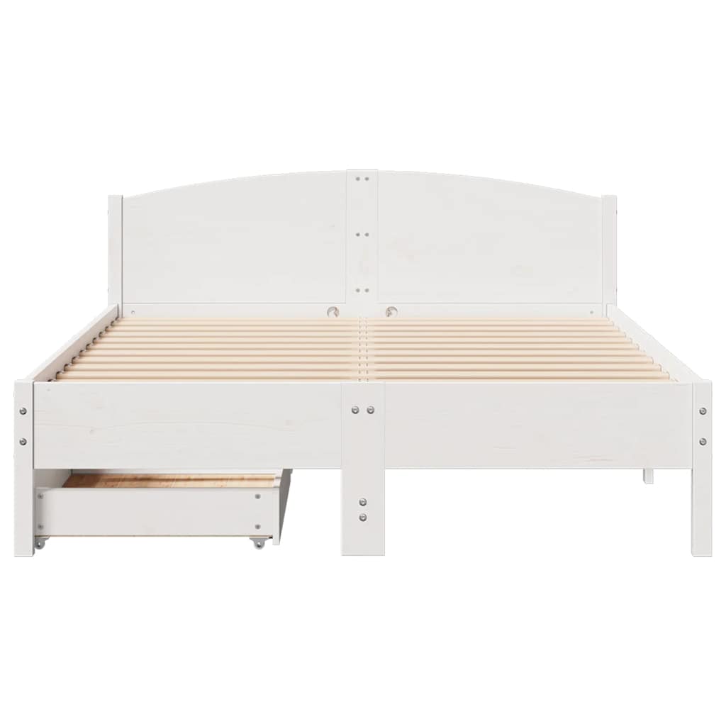 sengeramme uden madras 120x200 cm massivt fyrretræ hvid