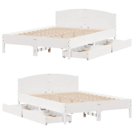 sengeramme uden madras 120x200 cm massivt fyrretræ hvid