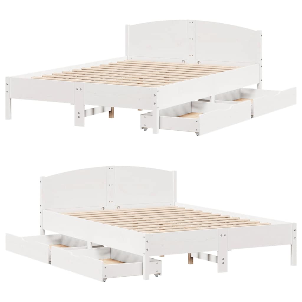 sengeramme uden madras 120x200 cm massivt fyrretræ hvid