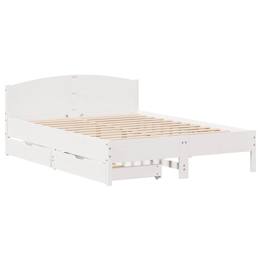 sengeramme uden madras 140x190 cm massivt fyrretræ hvid