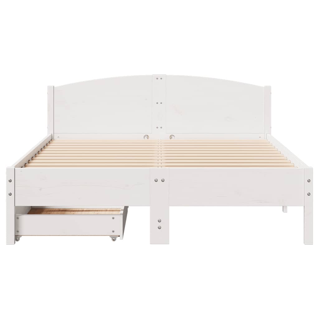 sengeramme uden madras 140x190 cm massivt fyrretræ hvid