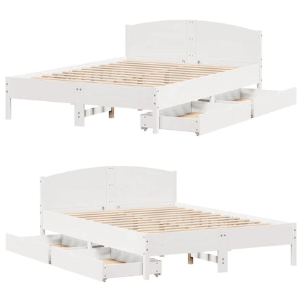 sengeramme uden madras 140x190 cm massivt fyrretræ hvid