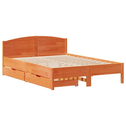 sengeramme uden madras 140x190 cm massivt fyrretræ gyldenbrun