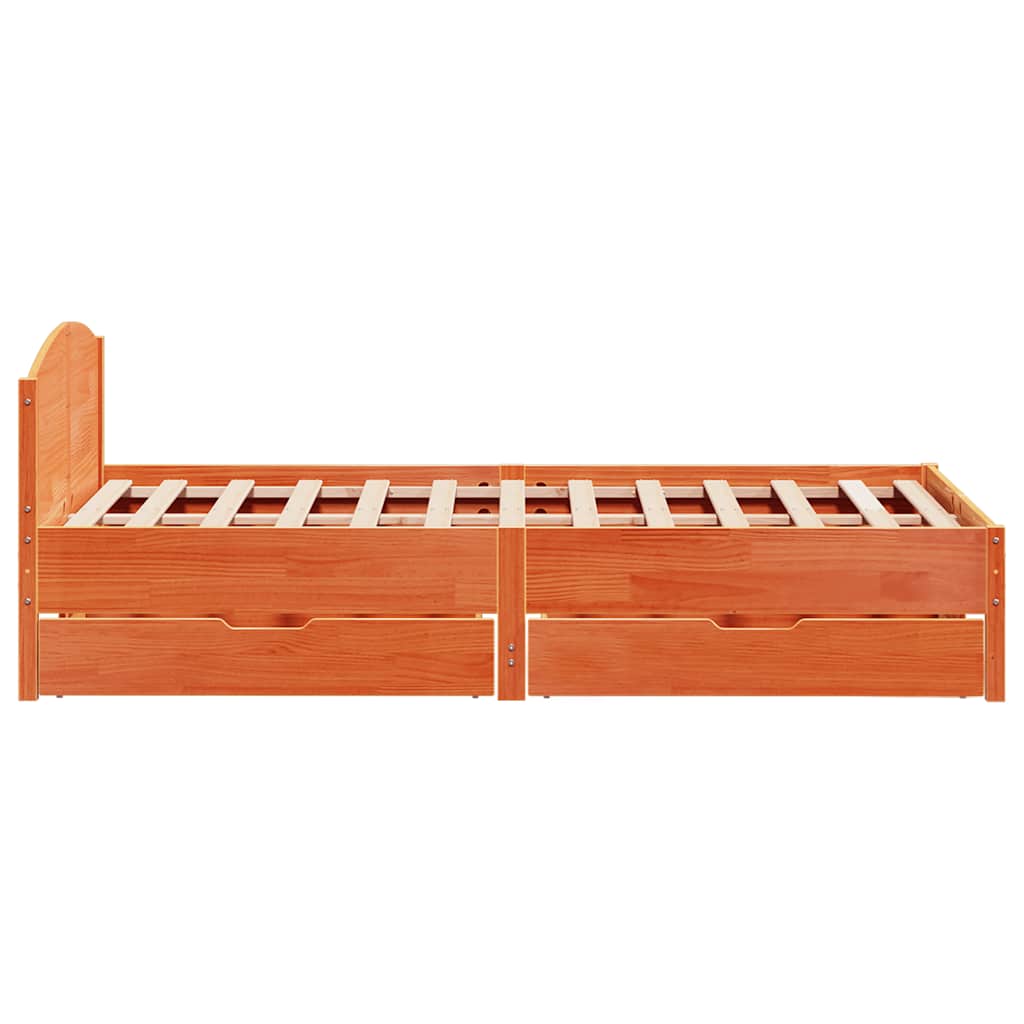 sengeramme uden madras 140x190 cm massivt fyrretræ gyldenbrun
