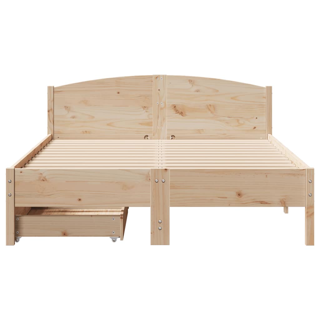 sengeramme uden madras 135x190 cm massivt fyrretræ hvid