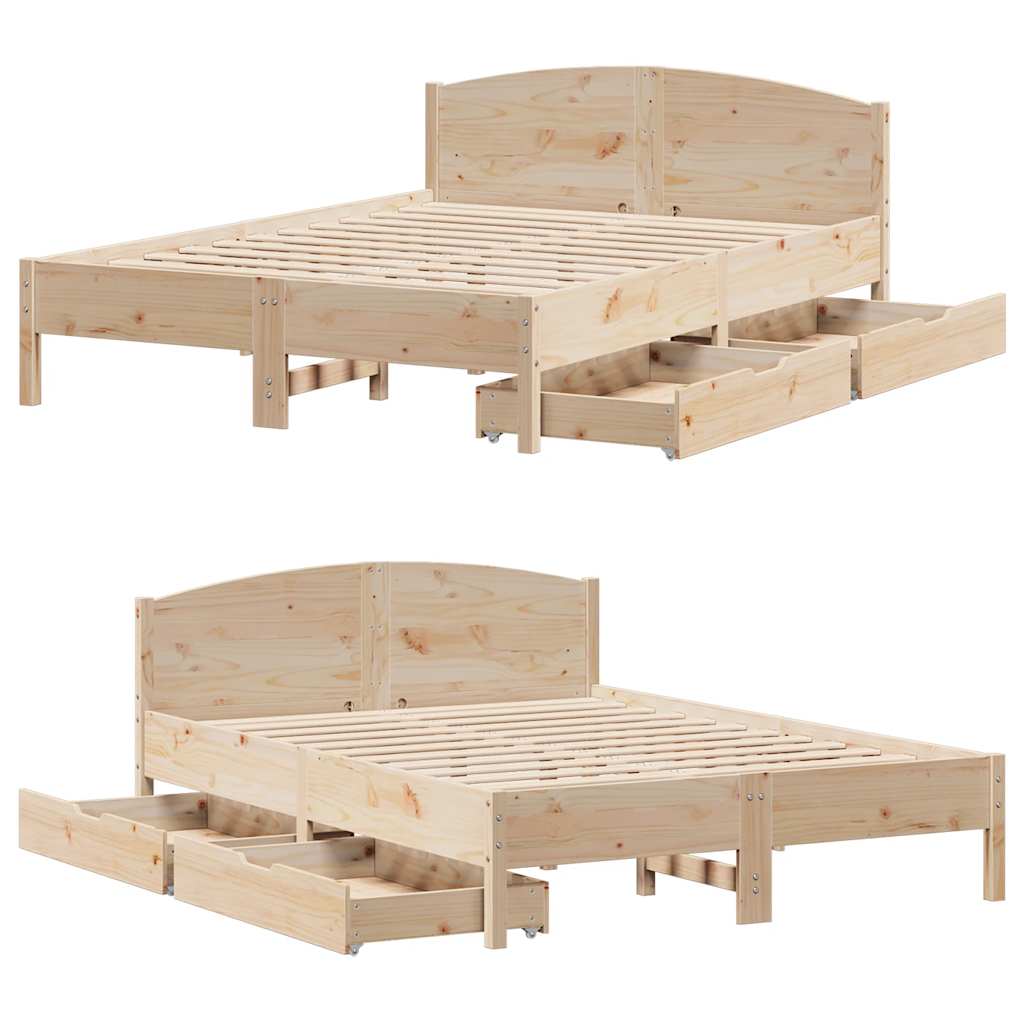 sengeramme uden madras 135x190 cm massivt fyrretræ hvid