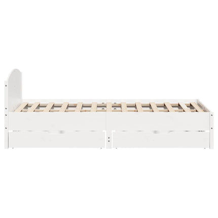 sengeramme uden madras 135x190 cm massivt fyrretræ hvid