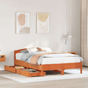 sengeramme uden madras 135x190 cm massivt fyrretræ brun