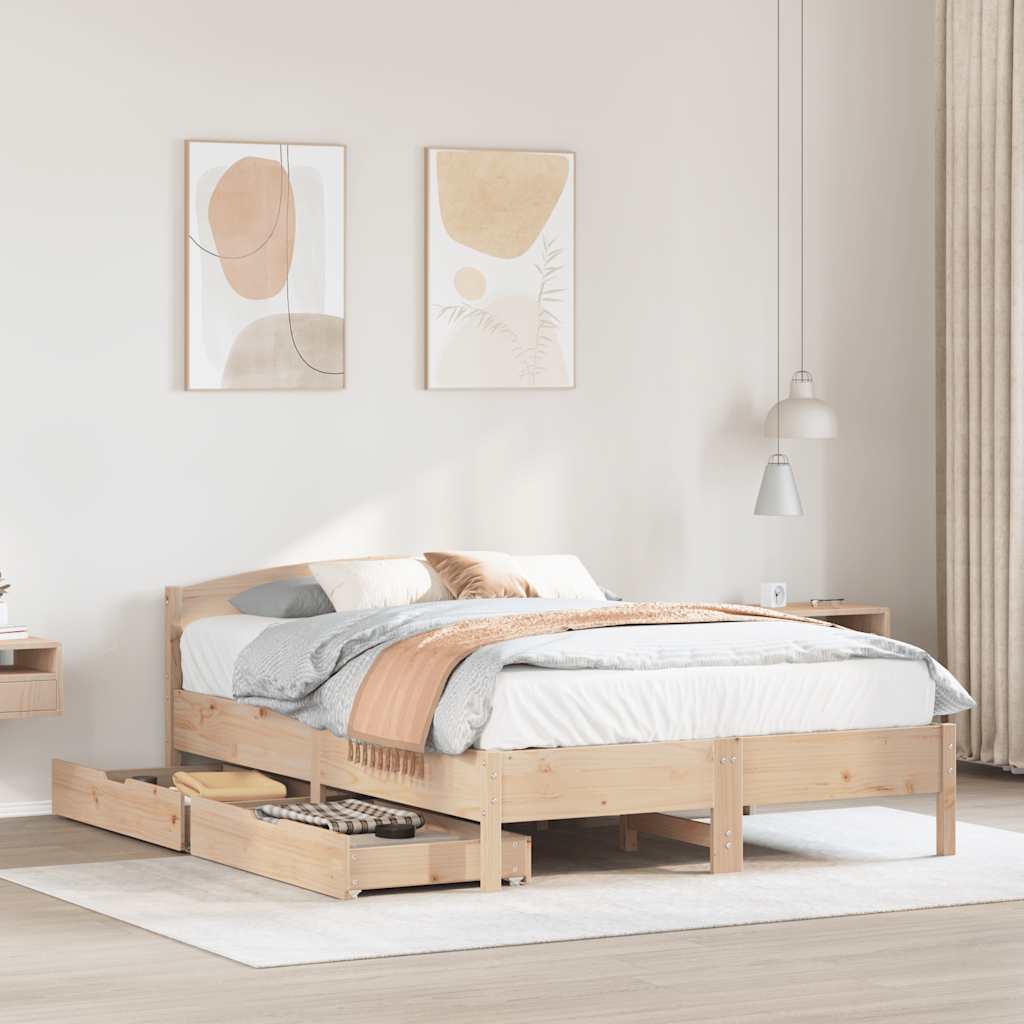 sengeramme uden madras 120x190 cm massivt fyrretræ