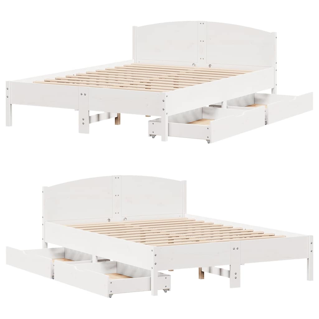 sengeramme uden madras 120x190 cm massivt fyrretræ hvid