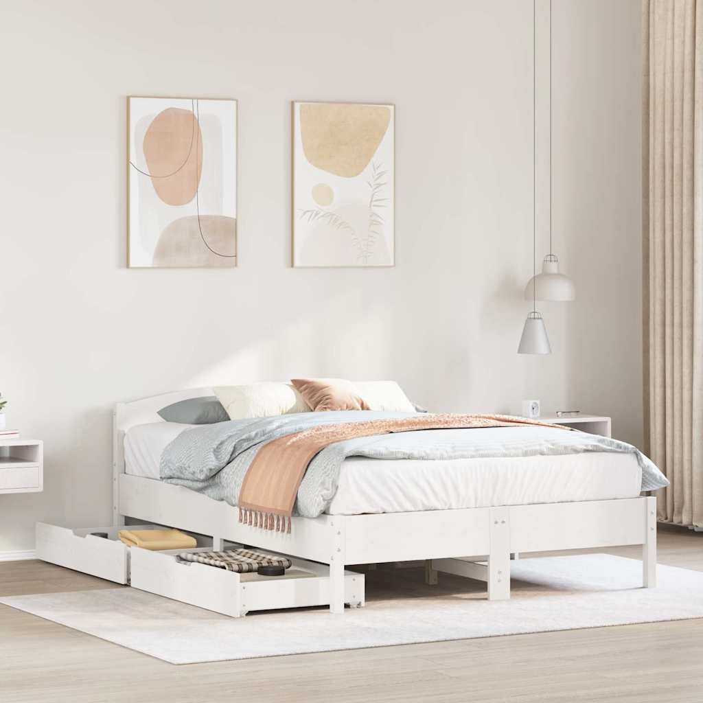 sengeramme uden madras 120x190 cm massivt fyrretræ hvid