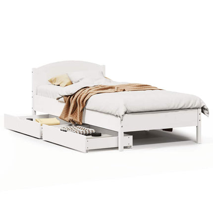 sengeramme uden madras 100x200 cm massivt fyrretræ hvid