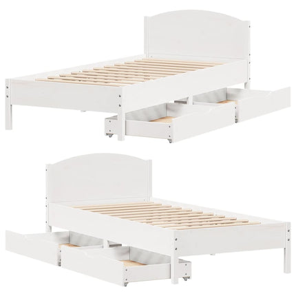 sengeramme uden madras 100x200 cm massivt fyrretræ hvid
