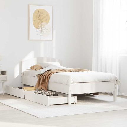 sengeramme uden madras 100x200 cm massivt fyrretræ hvid