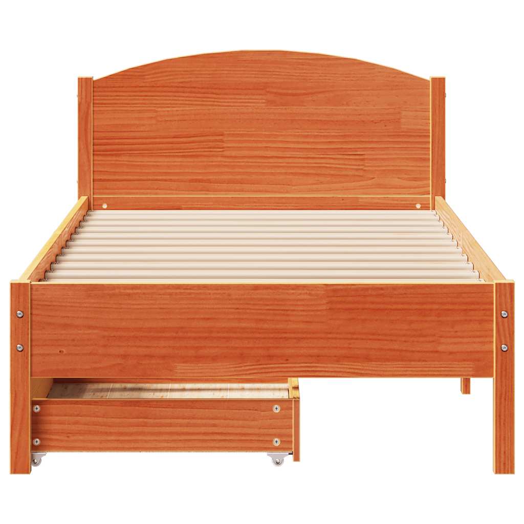 sengeramme uden madras 100x200 cm massivt fyrretræ gyldenbrun